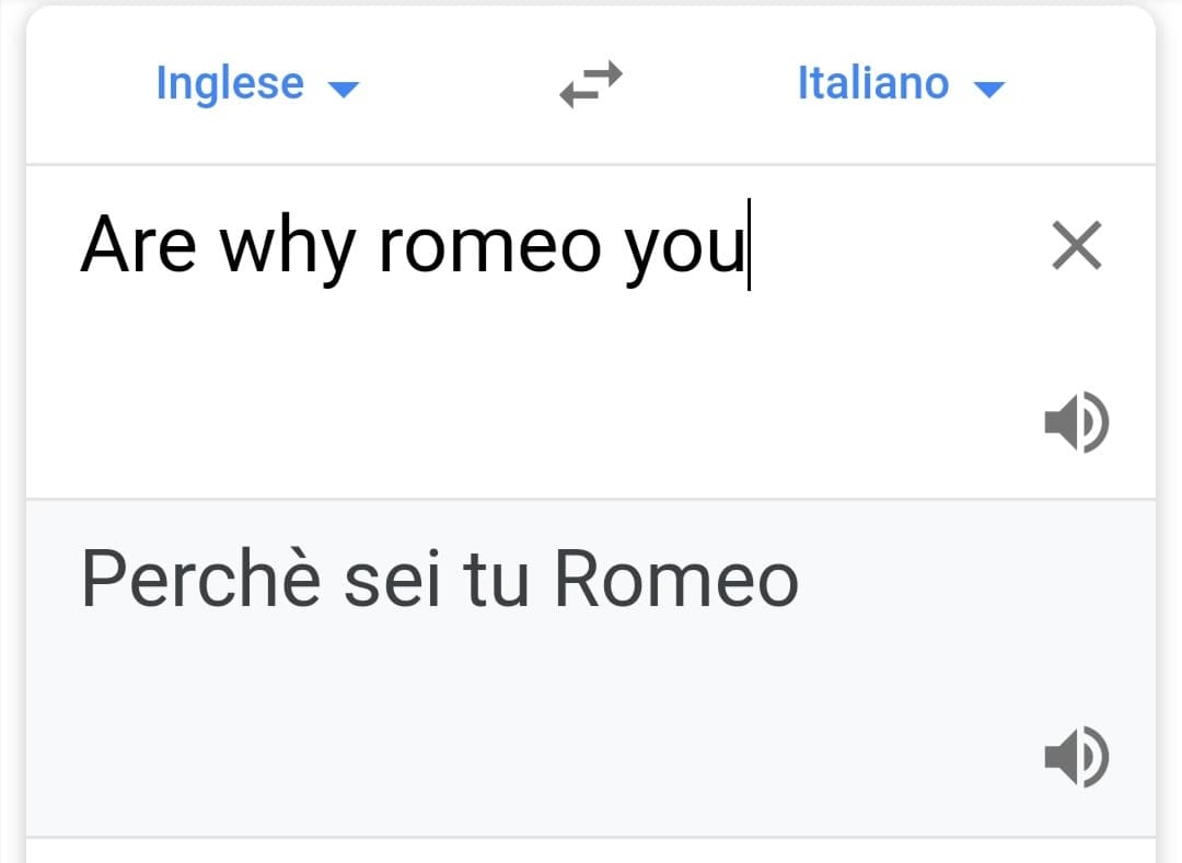 Giulietta non sa l'inglese. 