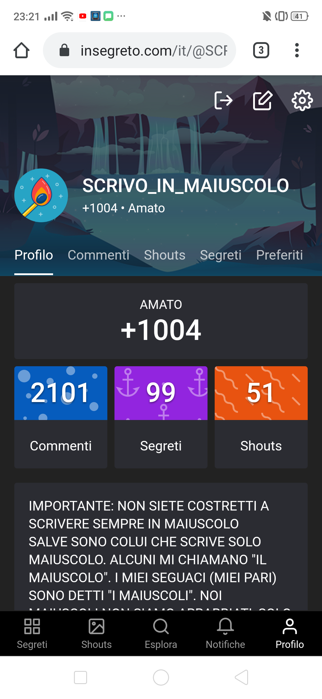 GRAZIE DEI 1000 UPVOTES, A 3000 ESCO IL CAZZO. SCHERZO INSEGRETO, MI DISSOCIO