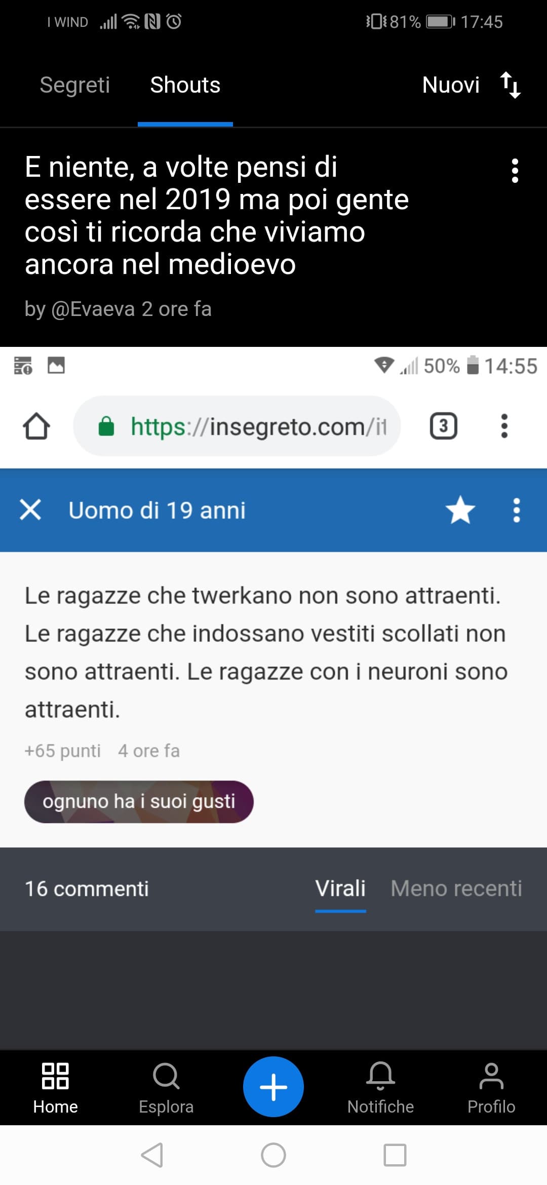 Invece sei tu che vivi nel medioevo