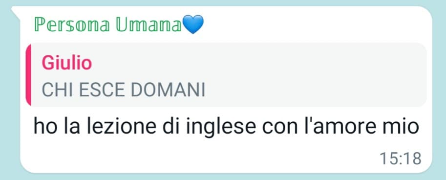 Sono 5 settimane che non esco, finalmente stava per succedere e niente l'unica persona che i miei conoscono di sto gruppo non può venire e quindi non andrò neanch'io 