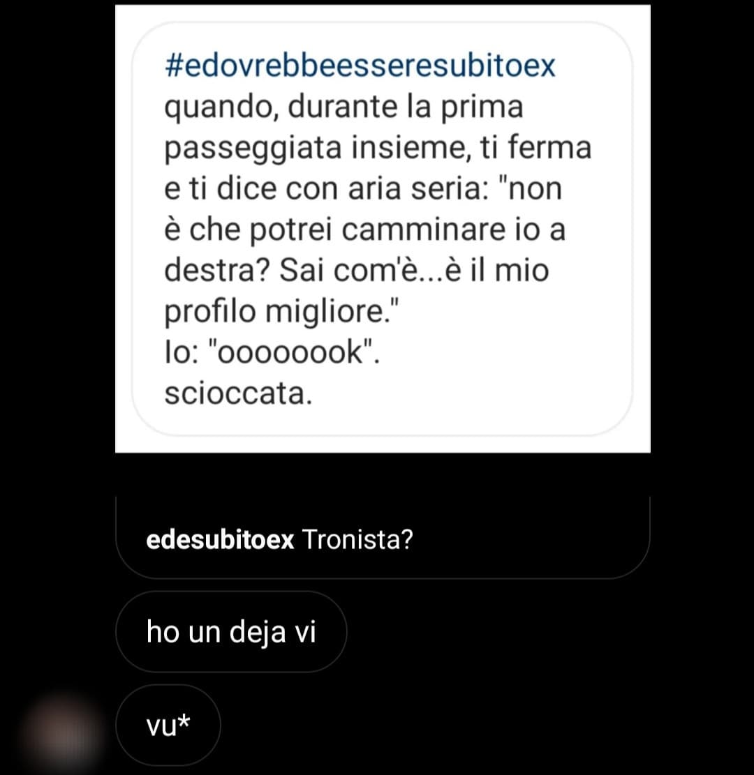 me l'ha mandato il mio ex. ? Sto ridendo ma non sto ridendo, io sono realmente così ma, no ok 