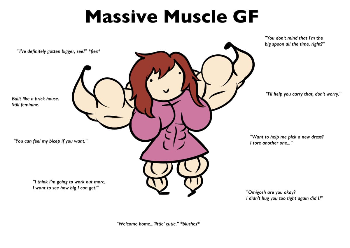 Me:“I’m ugly and weak”
Also me:”A muscle gf please”