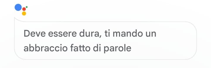 Giorni fa, così, perché mi annoiavo ed ero un po' triste, per caso ho aperto l'assistente google e ho scritto:"tengo troppo ad una persona", e ha risposto questo