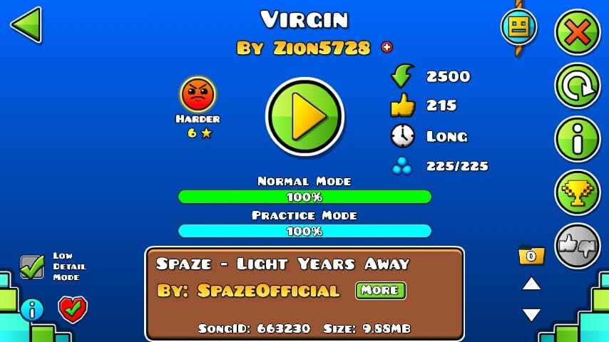 Virgin 100%; By Zion5728; (Difficoltà: Harder 6?); (Grado: Normal)