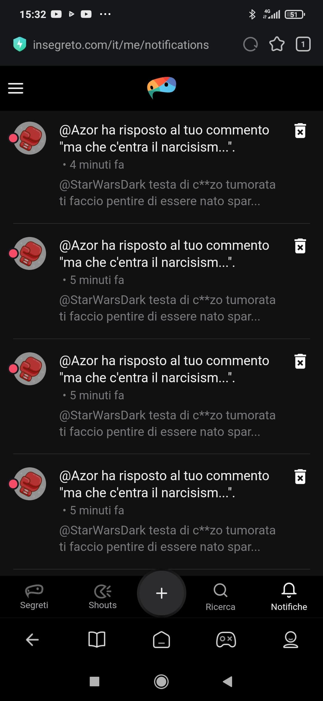 mi sono arrivate 27 notifiche tutte così, ma che cazzo?