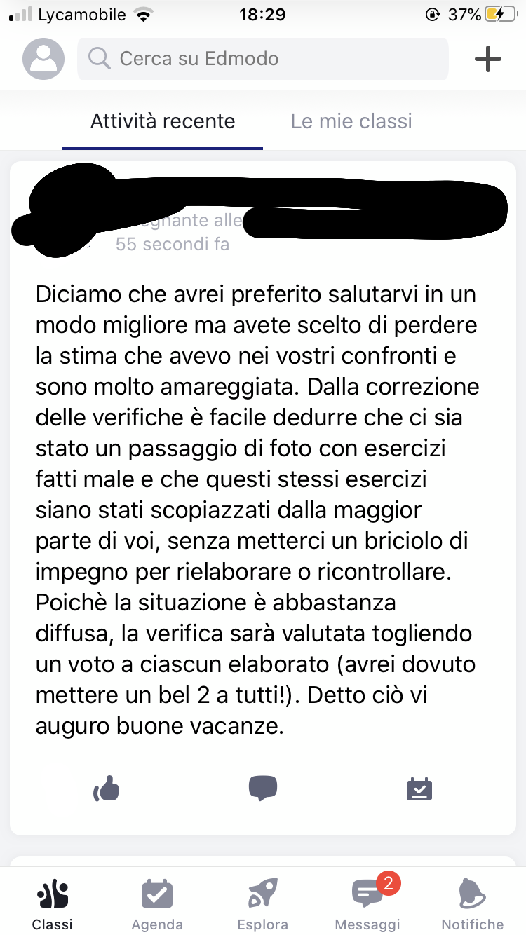 ...Professoressa di fisica,come se lei a 16 anni non copiava