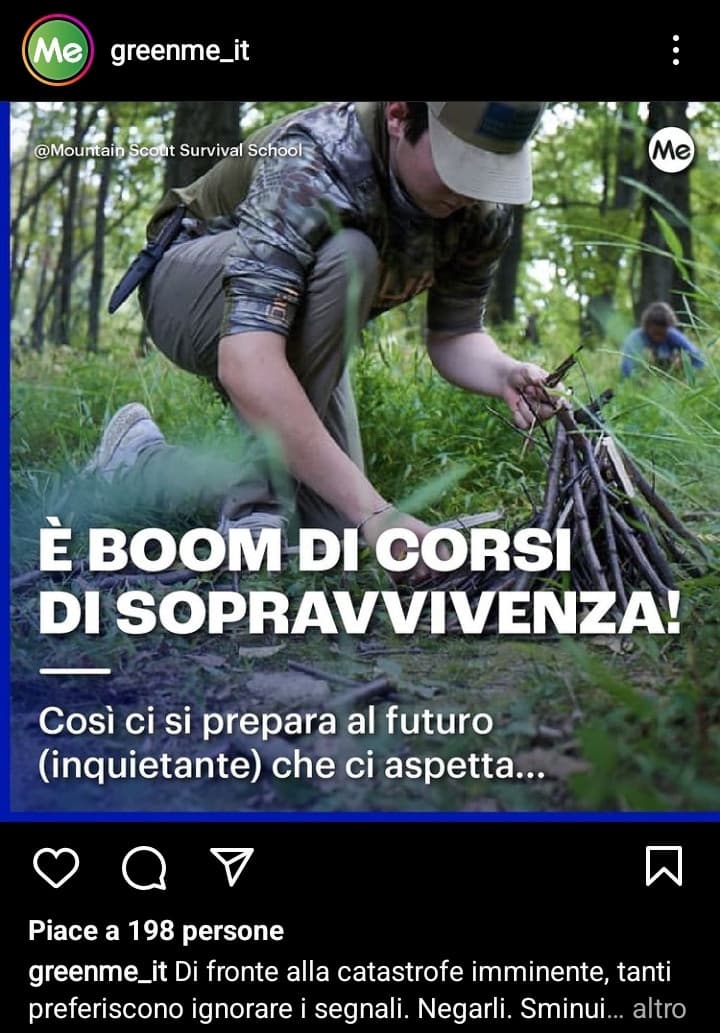 Beh io un corso di sopravvivenza serio vorrei farlo non per prepararmi al futuro ma perché sono un sacco appassionato di storia antica dell'umanità e della vita degli umani nella preistoria 