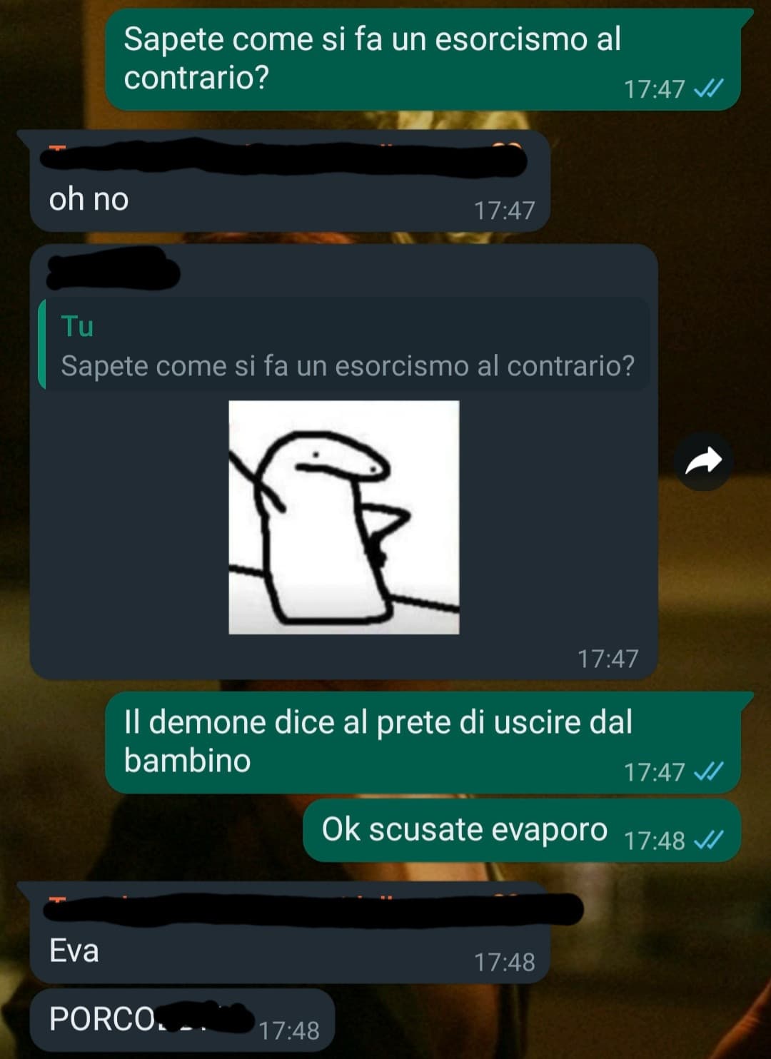 Prova del fatto che ho l'umorismo rotto: