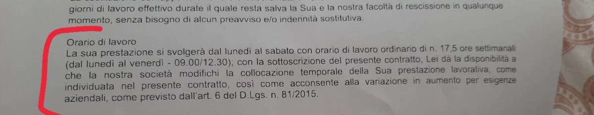 Che significa dal lunedì al sabato e poi dice lunedì al venerdi? Faccio 3.30 ore al mattino poi pomeriggio riposo