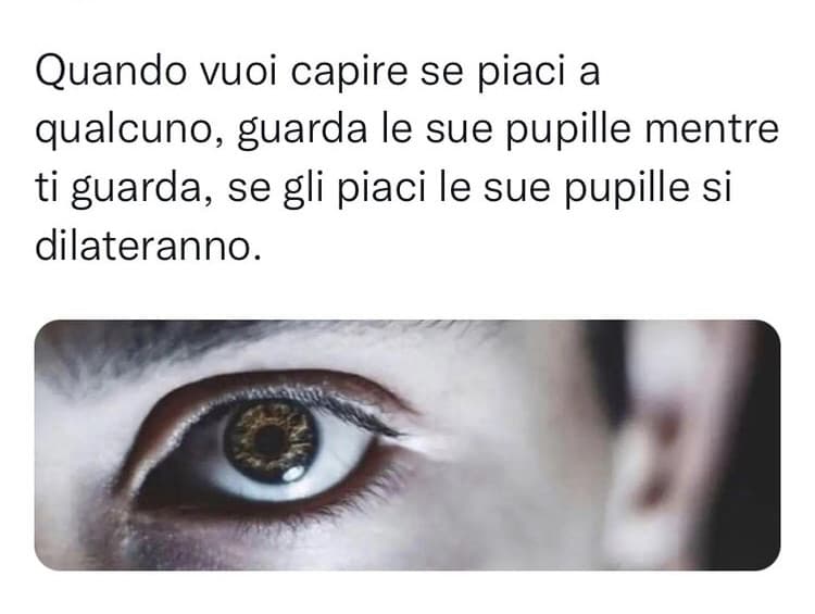 Poi ci sono io che per qualche strano motivo, che per inciso non c’entra nulla con la cocaina, ho sempre le pupille dilatate.