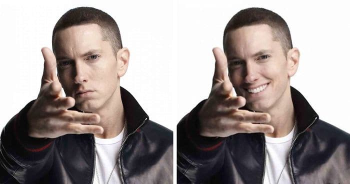 un artista americano, tramite l'udo di photoshop, ha piazzato un sorriso ad eminem. Quando postò tutto questo su facebook allegò questa descrizione: “make someone smile every day". A proposito di questo, qui sotto voglio raccontarvi una storia. :) 