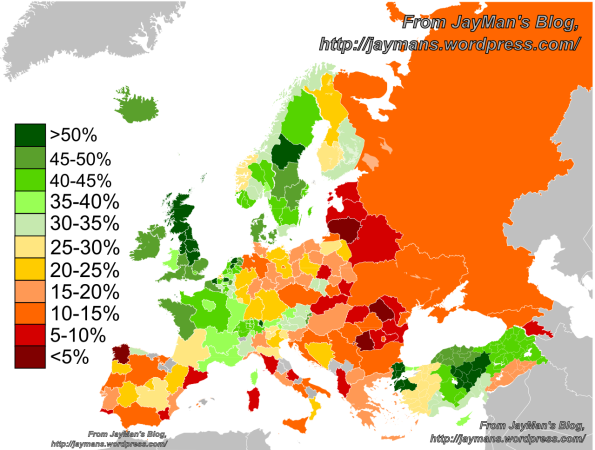 Paesi più felici, mappa regionale 2022 