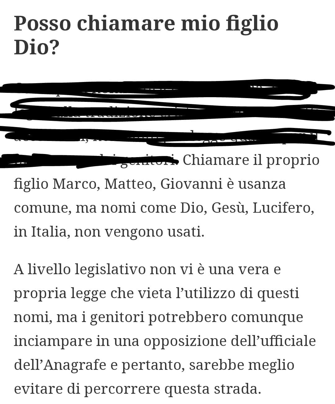 Mio figlio si chiamerà "Dio". 