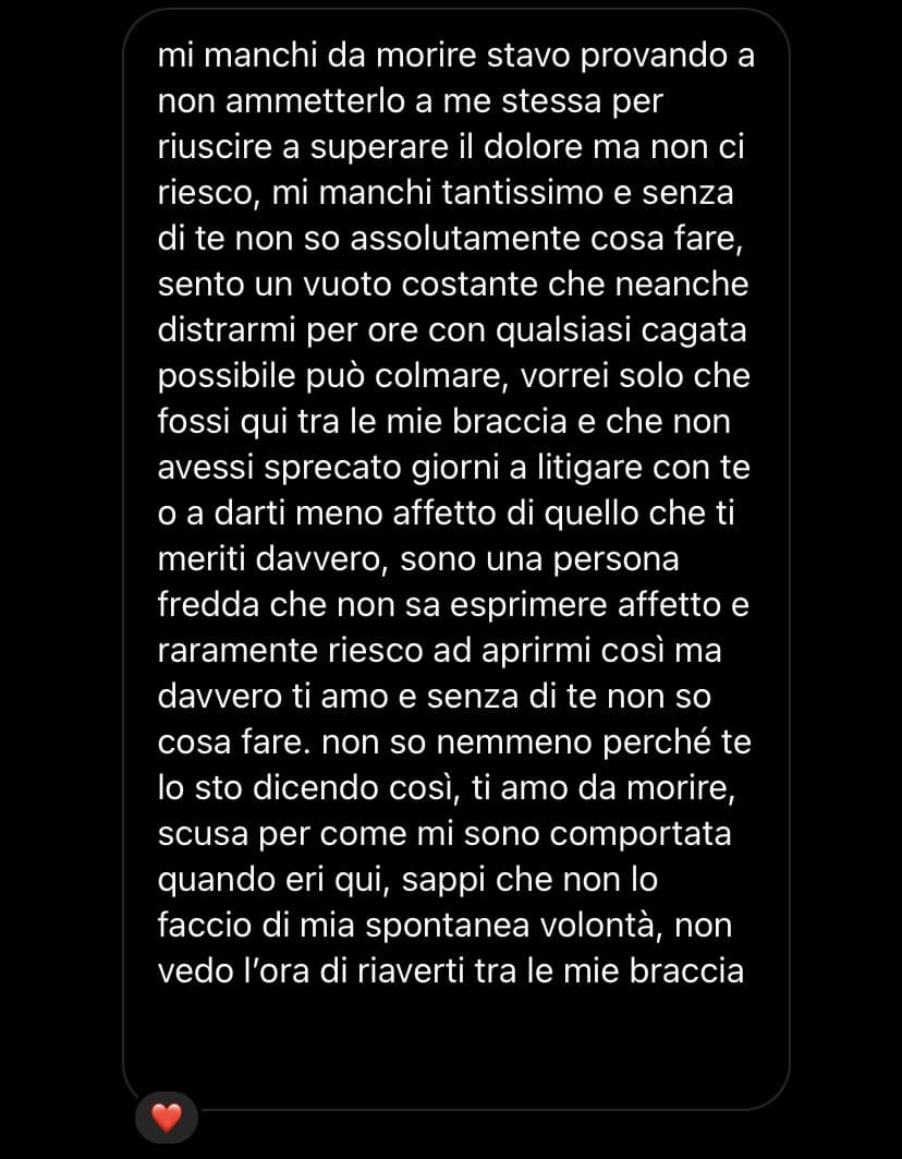 ieri era l'ultimo giorno insieme. abitiamo a 900km di distanza. che patata