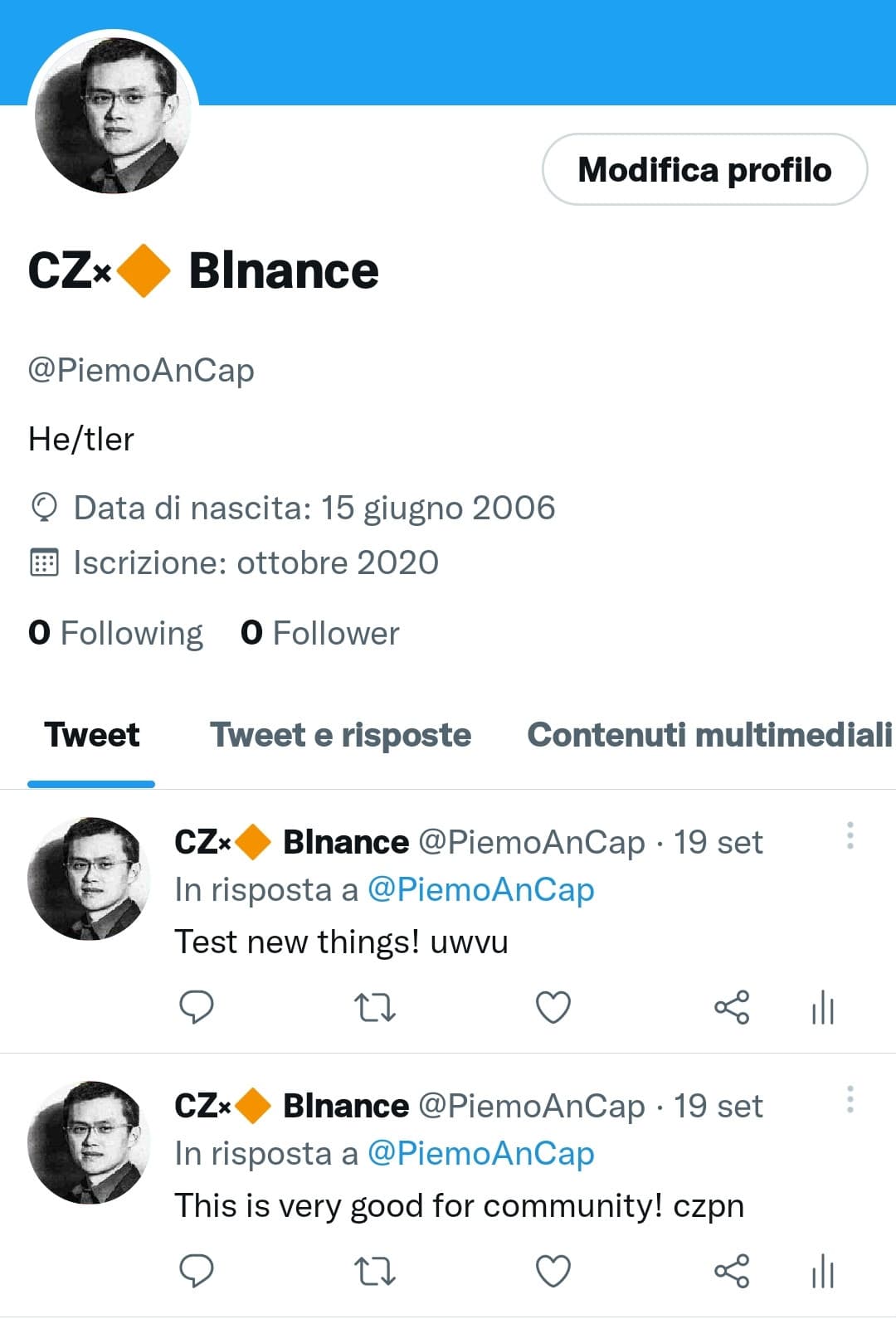 Mi hanno inculato l'account di Twitter 