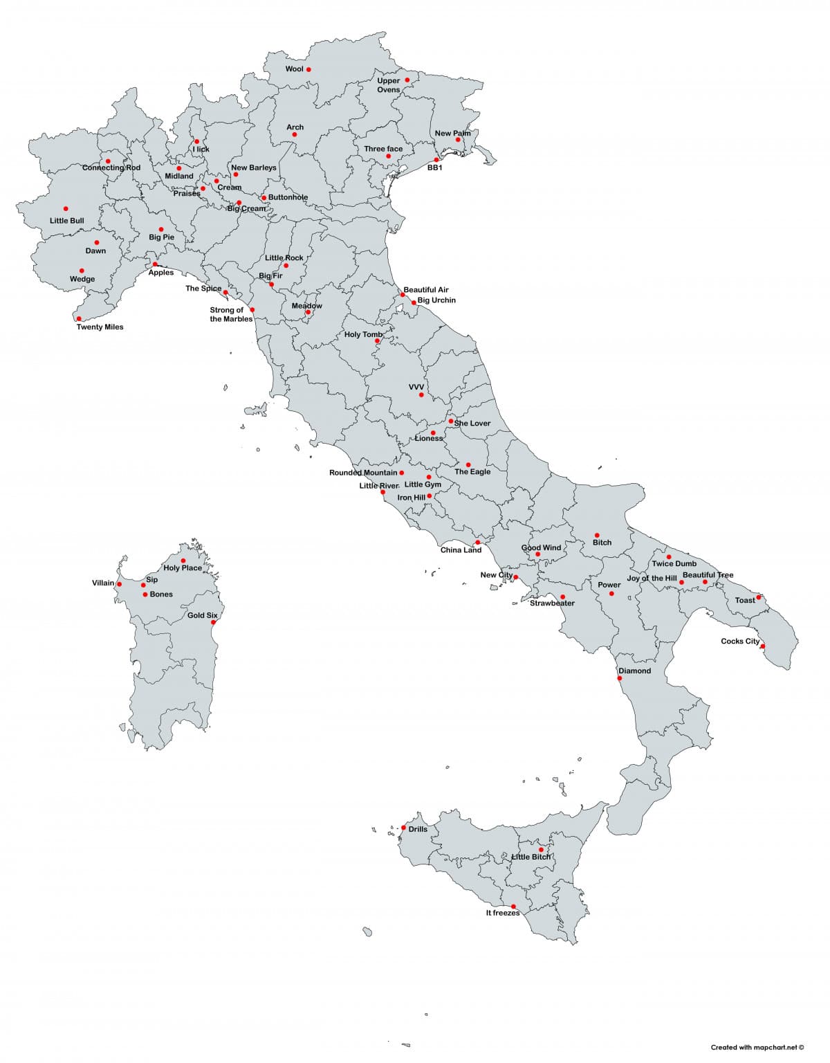 I nomi delle città italiane tradotte in inglese by Reddit