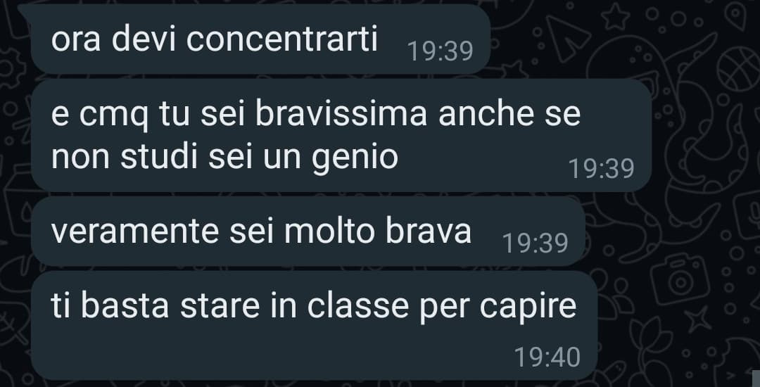 guardate k carina mi conforta devo ancora iniziare a studiare e sono passate 2 ore da quel mess