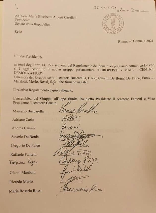 Al Senato si è costituito il nuovo gruppo "Europeisti-MAIE-Centro Democratico" con 10 componenti. 