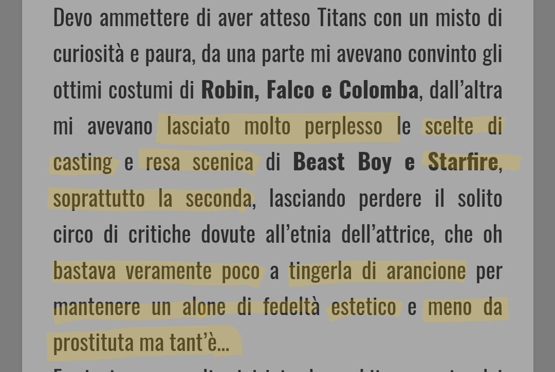 No no  ho capito, questo si sta lamentando del mood con cui hanno rappresentato il personaggio. Riguardo il discorso della pelle sembra ironico ma per il resto, ho i miei dubbi :/