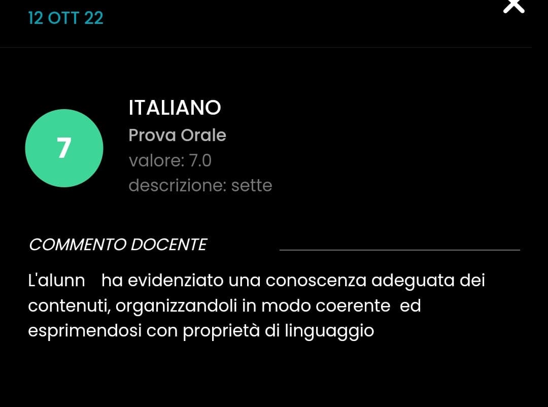 totalmente innecessario e irrilevante, ma guardate. la prof aveva detto che non avrebbe messo più di 7 a nessuno per la prima interrogazione.