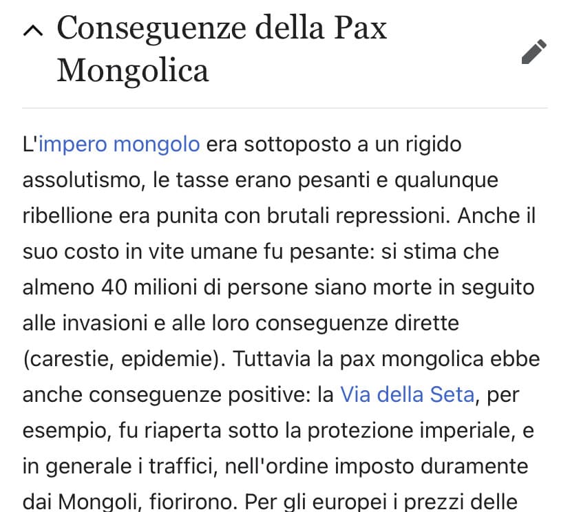 Qual è il giusto prezzo per riaprire la via della seta? Ovviamente conquistare l’intera Asia e uccidere 40 milioni di persone 