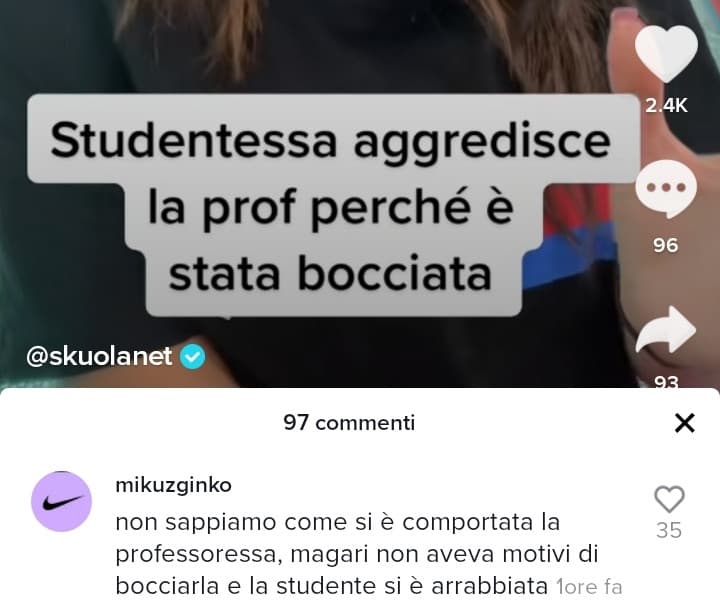 Non capisco come si faccia a difendere una tizia che manda all'ospedale una prof perchè è stata bocciata. Anche nell'ipotesi che fosse una scelta ingiusta, solo una scimmia può reagire così.