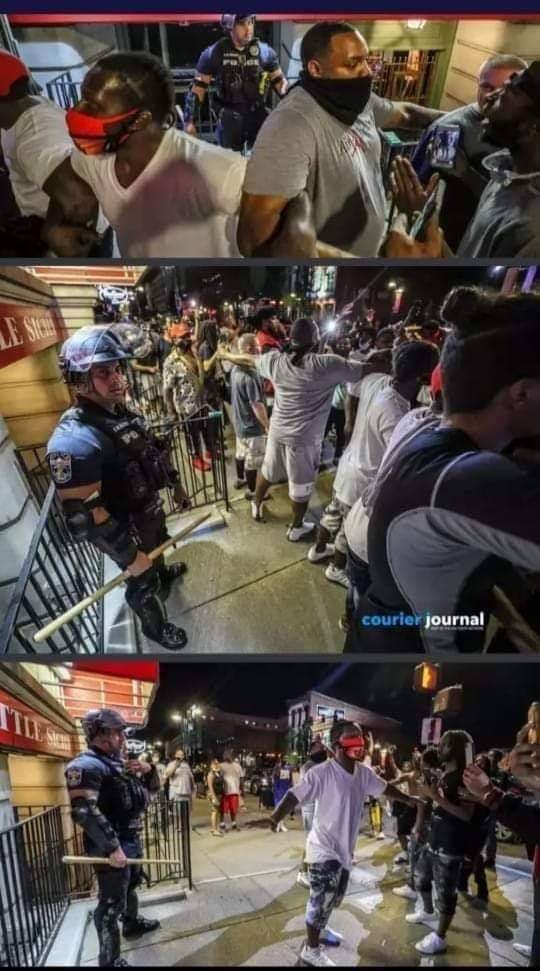 Louisville, USA. Manifestanti afroamericani creano un cordone per difendere dalla folla un poliziotto rimasto isolato. ❤️

Ma loro sono i delinquenti.. ✊?