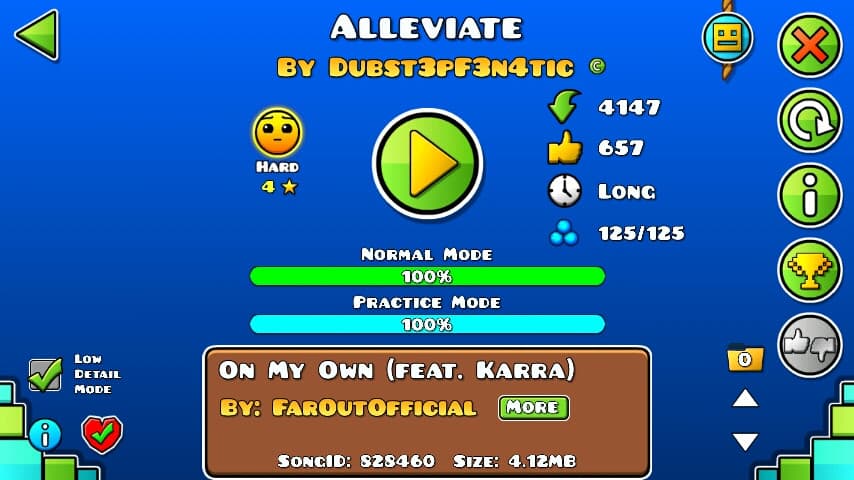 Alleviate 100%; By Dubst3pF3n4tic; (Difficoltà: Hard 4?.); (Grado: Normal.)