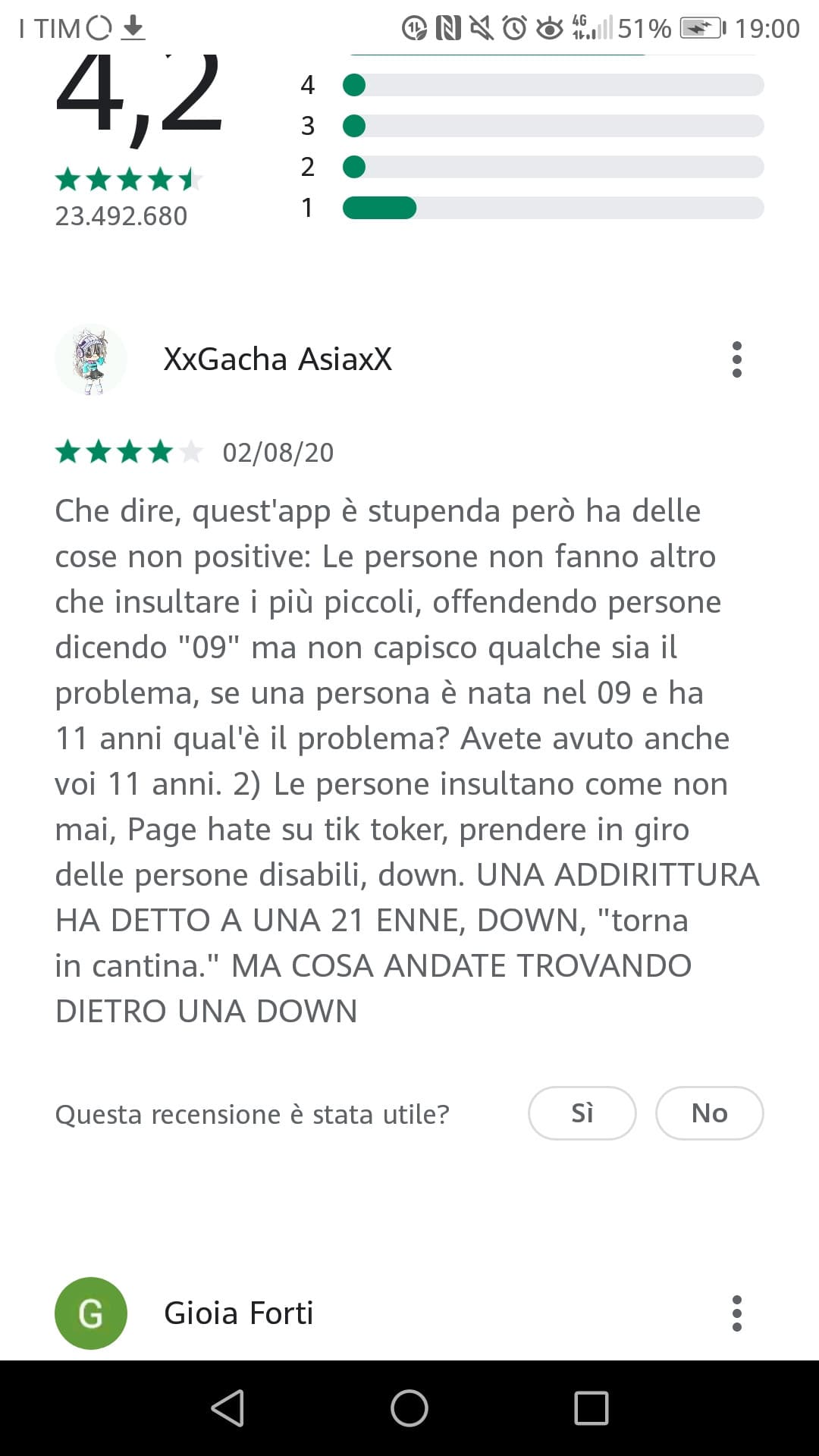 Intanto nelle recensioni di tik tok...