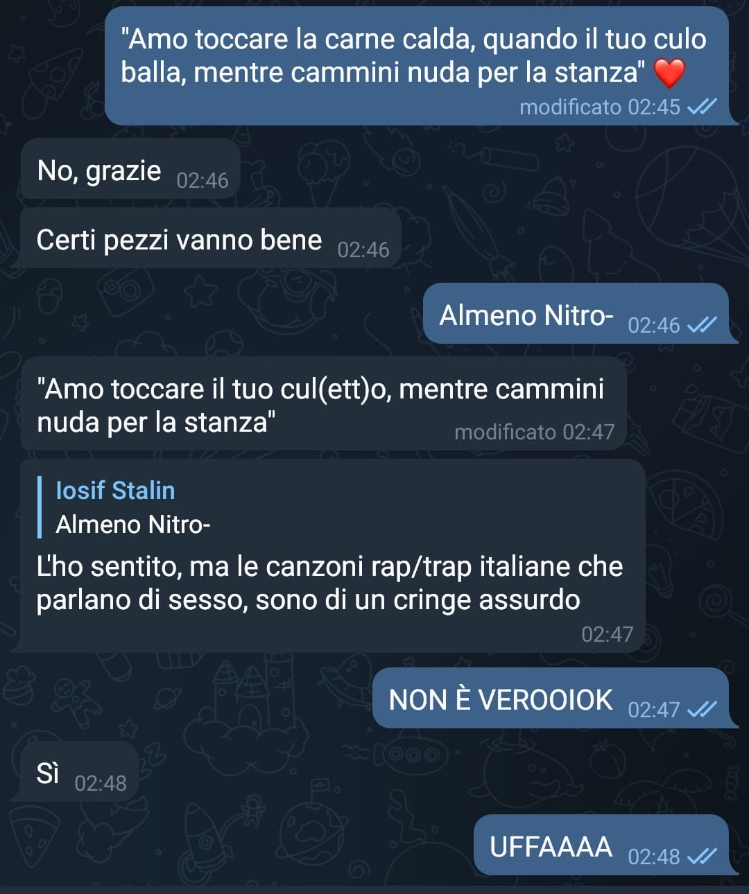 Non approva le canzoni che mi piacciono, ed anzi, riscrive le strofe ?