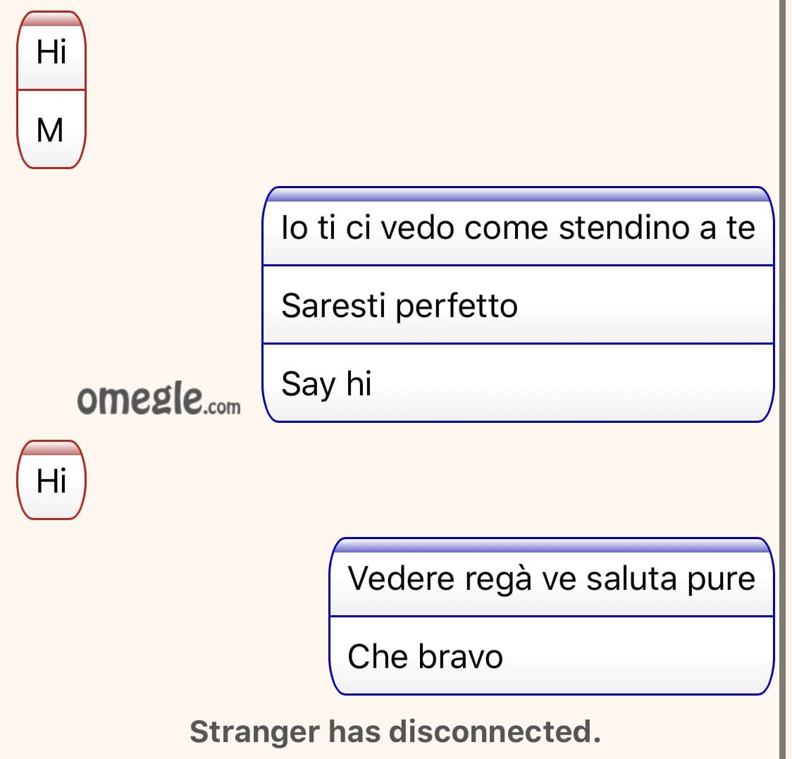 Un saluto dal mio amico su Omegle.