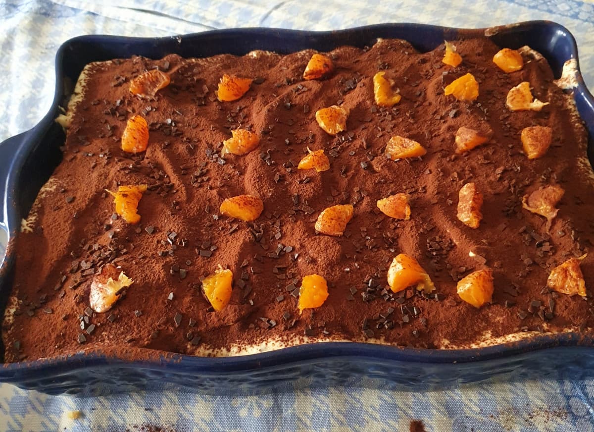 Tiramisù all'arancia, mandarino e cacao