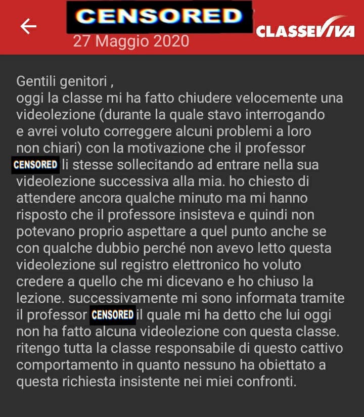 La prima nota di classe dell'anno... a neanche una settimana dalla fine dell'anno. 