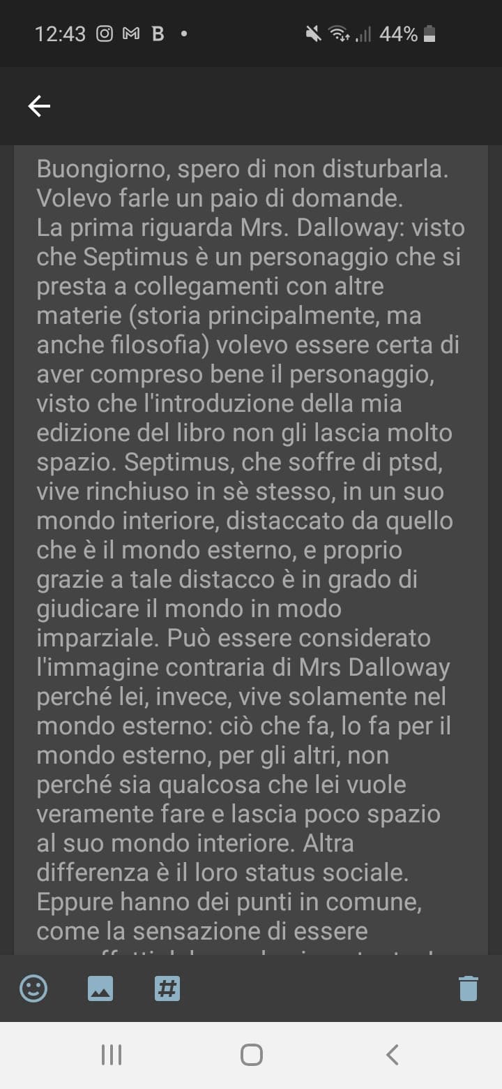 Non io che ho bisogno di scrivere un messaggio sulle note prima di inviarlo alla prof