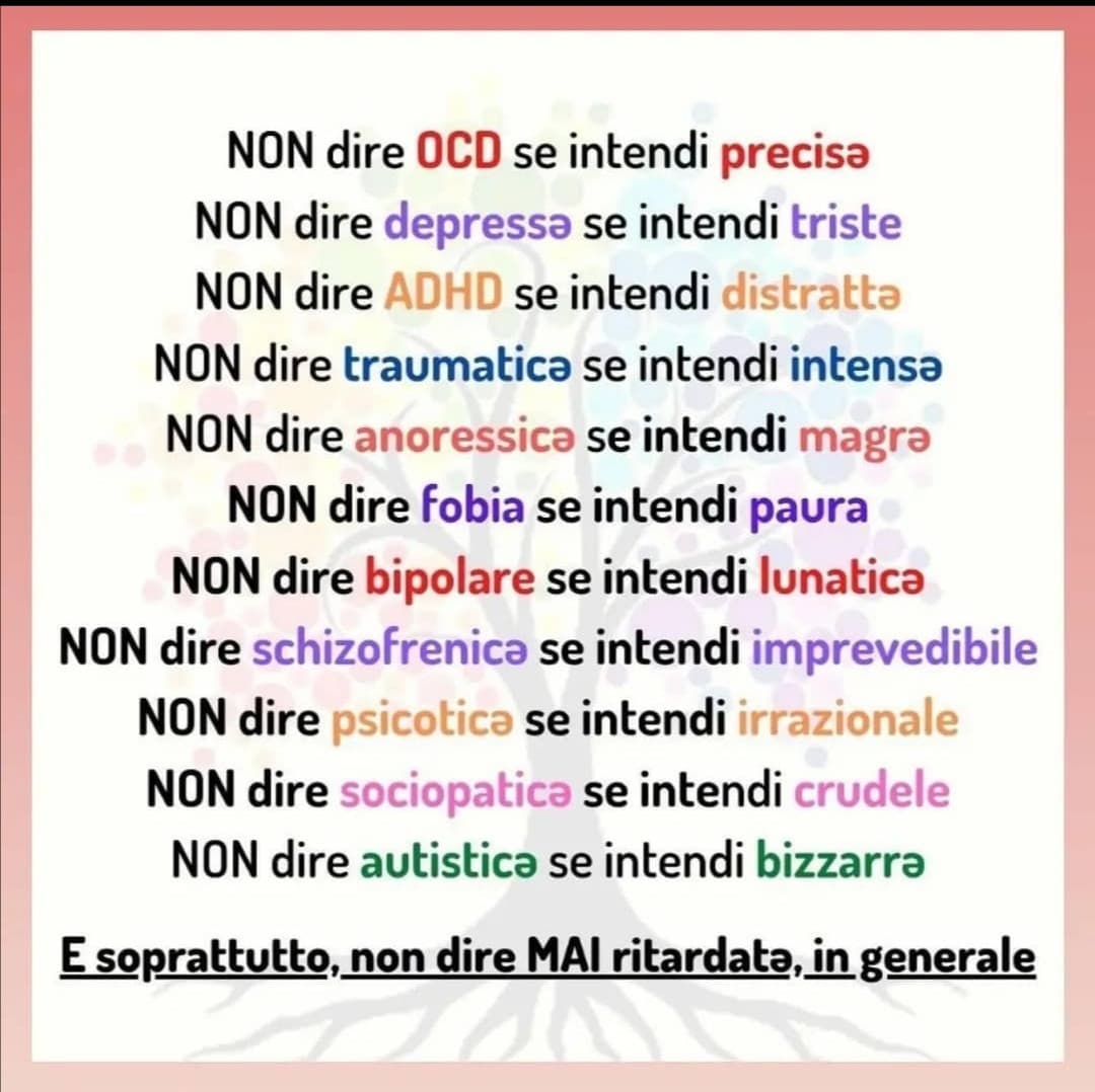 Esattamente. Imparate a non diagnosticarvi roba che non sapete nemmeno cos'è davvero. 