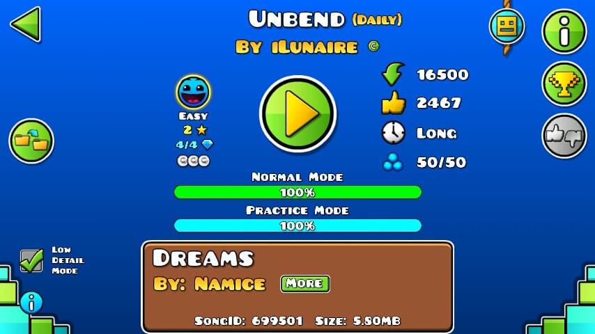 Unbend 100%; By iLunaire; (Difficoltà: Easy 2?); (Grado: Normal)