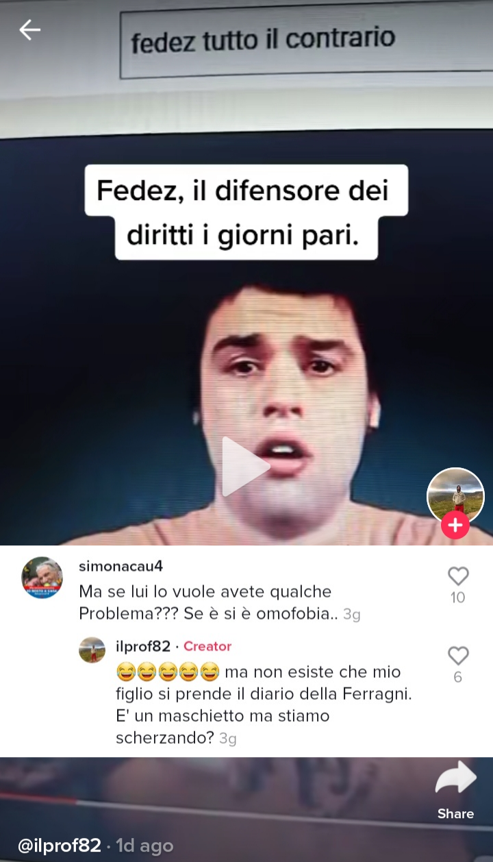 Io vorrei capire come fa uno che scrive ste cose, a criticare fedez perchè, a suo dire, diceva cose omofobe. 