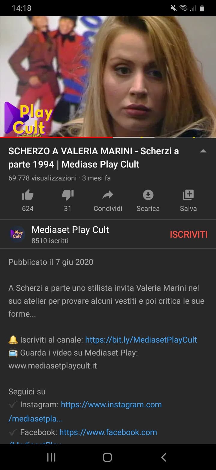 Me lo sono ritrovato nei consigliati e non so per quale motivo lo sto guardando. La faccia della Marini dice tutto.