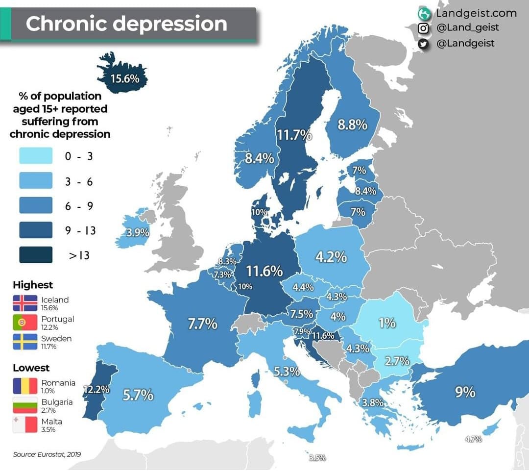 Diffusione della depressione in Europa 