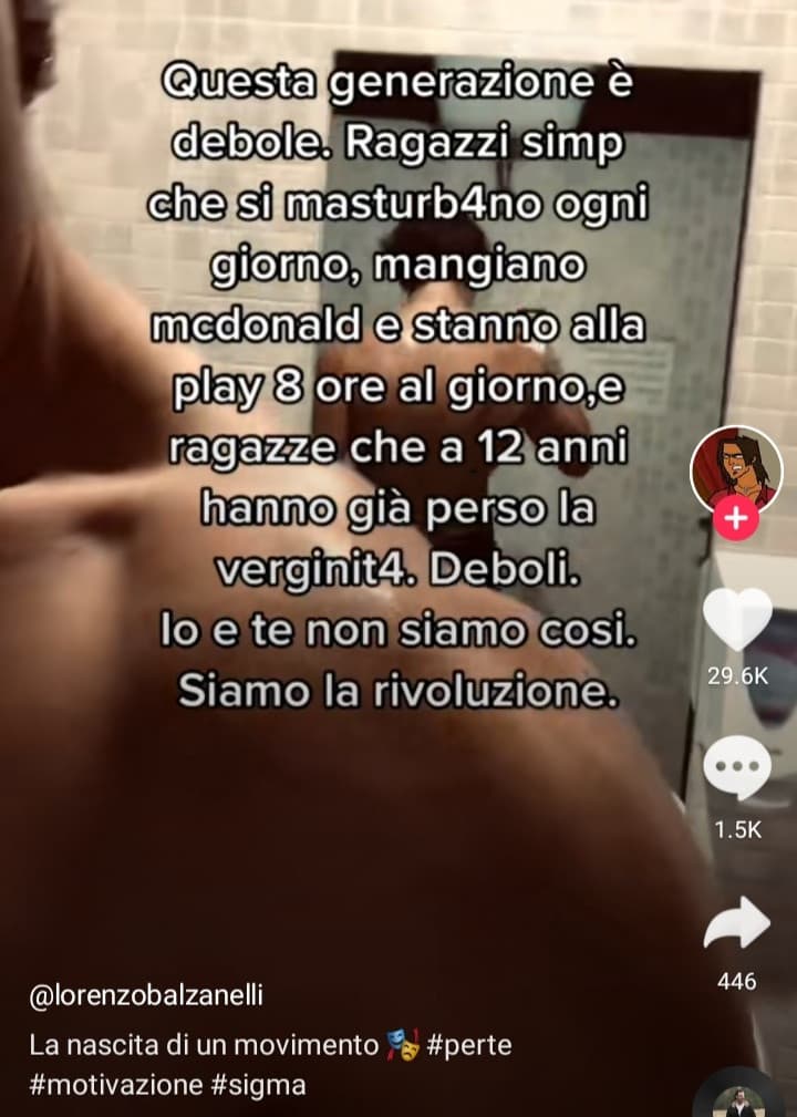 Ricapitolando, il problema di noi ragazzi è che stiamo sempre a masturbarci, mangiare cibo spazzatura e stare tutto il tempo a giocare. Mentre quello delle ragazze è che scopano. Okay simpalestrato