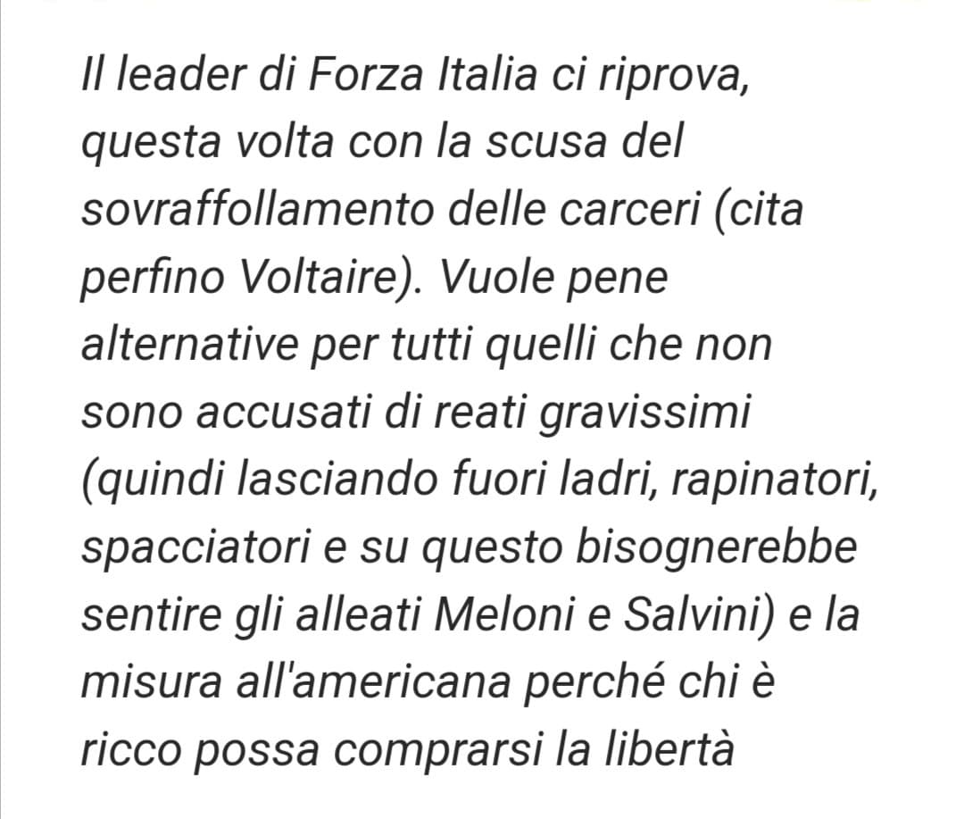 Mi sembra una misura assolutamente giusta, per niente iniqua e per niente autoreferenziale. Bene raga, vado a ripulirgli una casa e col ricavato mi pago la libertà. A dopo