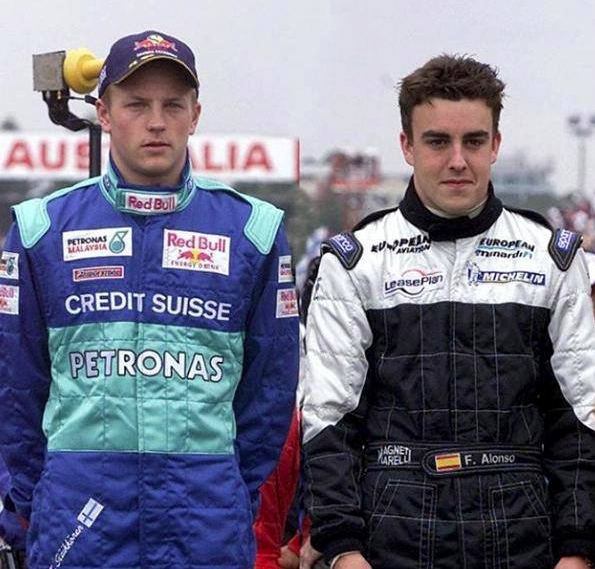 Kimi e Nando nel 2001. Correranno pure in questa stagione. Uno dei piloti che debutterà quest'anno,  Tsunoda, aveva pochi mesi