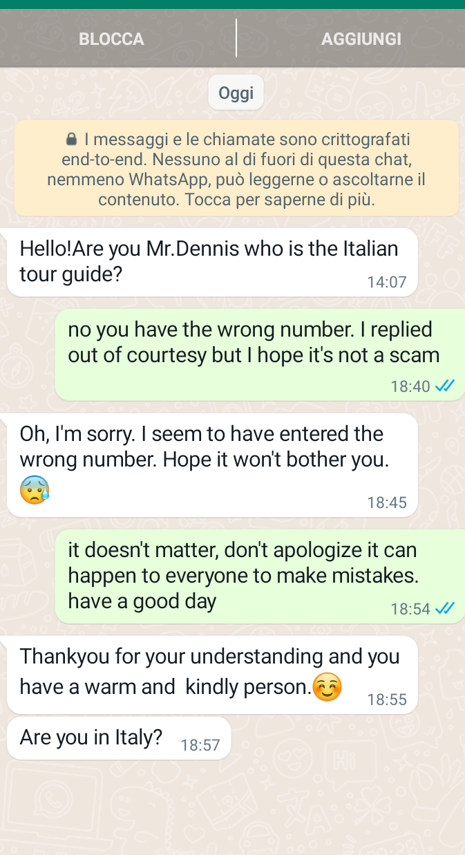 Parte 2: sono stato così stupido da rispondere. Da ora smetto di rispondere lei sta cercando di portare avanti la conversazione ma non mi fido. 