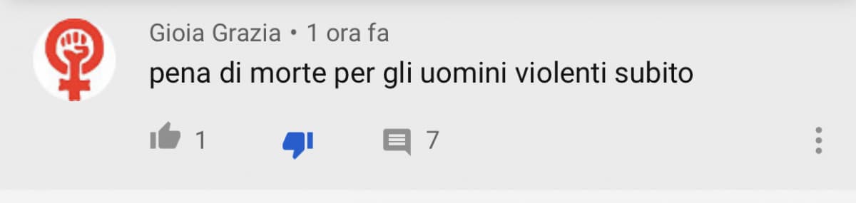 Per le donne violente ovviamente no. Se no avrebbe scritto pena di morte per ogni persona violenta. Datemi la pistola così mi sparo! Odio questa società 