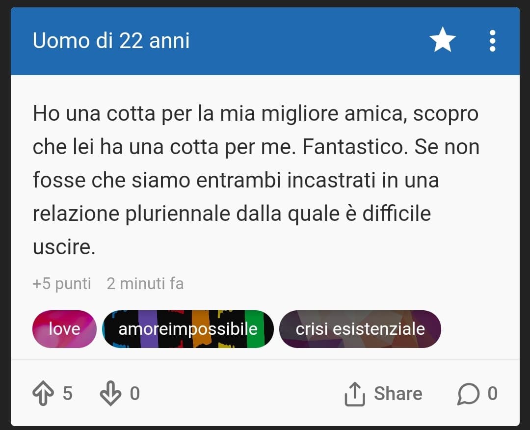 Scusate, ma uscire da una relazione è davvero difficile? Ovvio, a meno che non si conviva, allora capisco, non lo dico con arroganza o altro, è una sincera domanda, non ho mai avuto una relazione