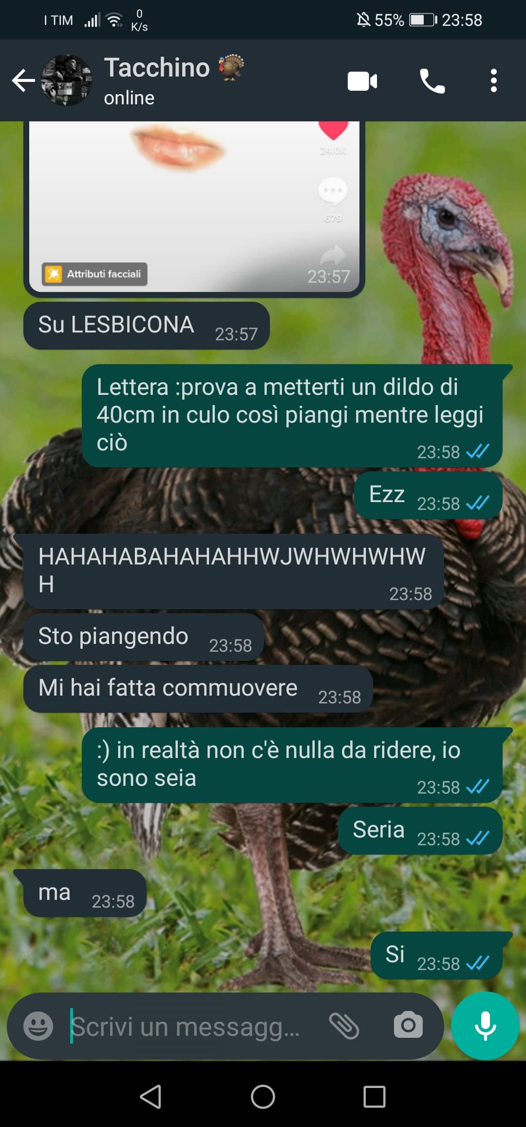 Lei mi ha mandato una foto dove diceva di mandarle una lettera che l'avrebbe fatta piangere. Ecco :