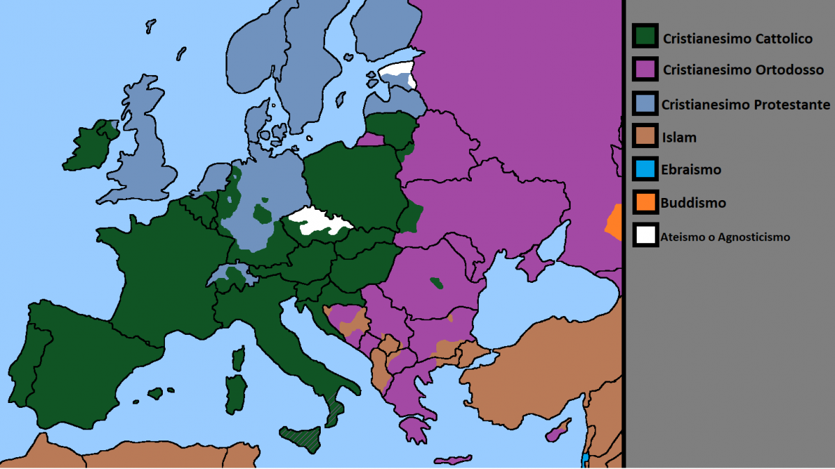 Religioni in Europa, Medio Oriente e Nord Africa.