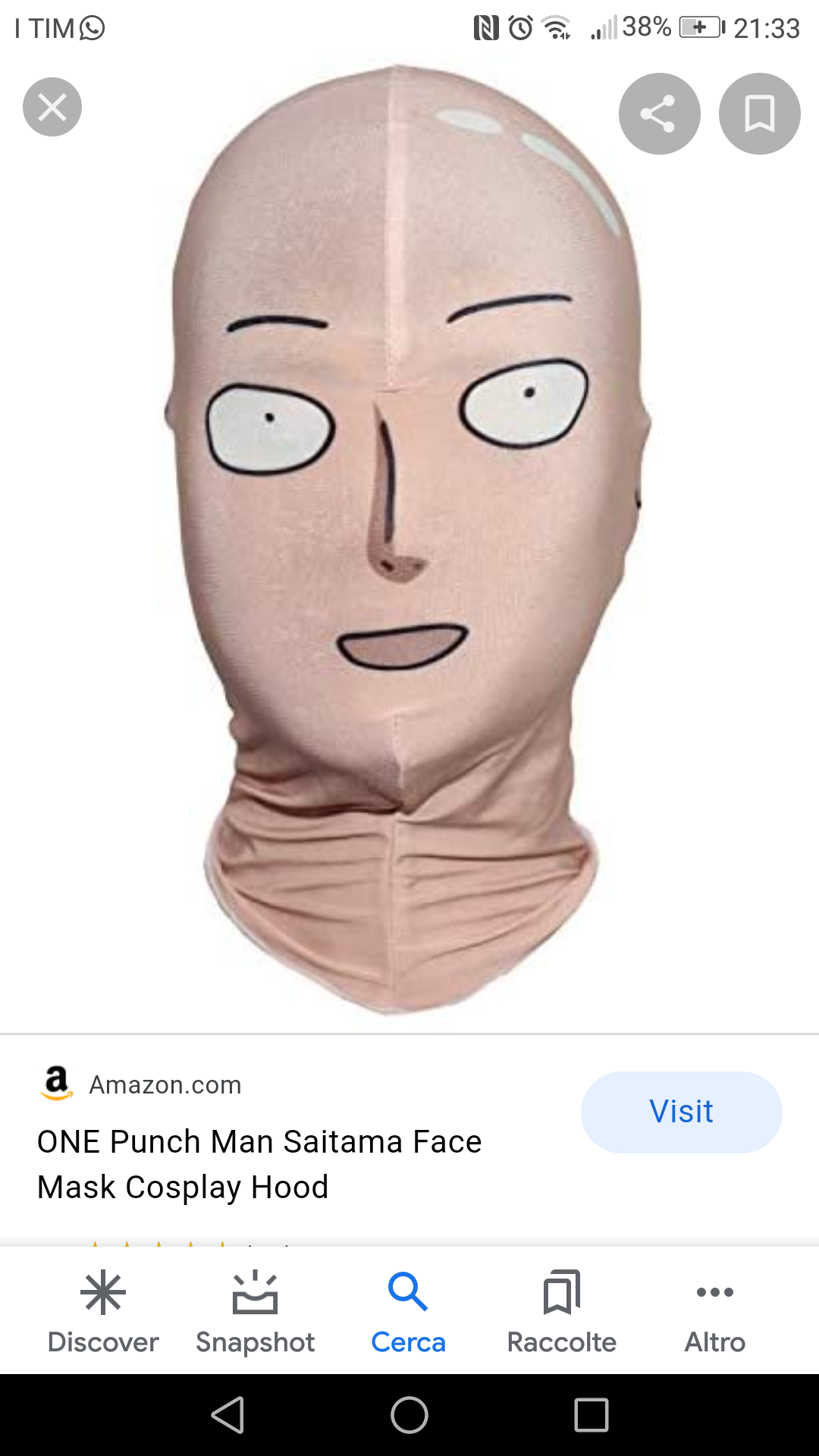 Raga voglio sta maschera ma l'ho trovata solo su amazon americano