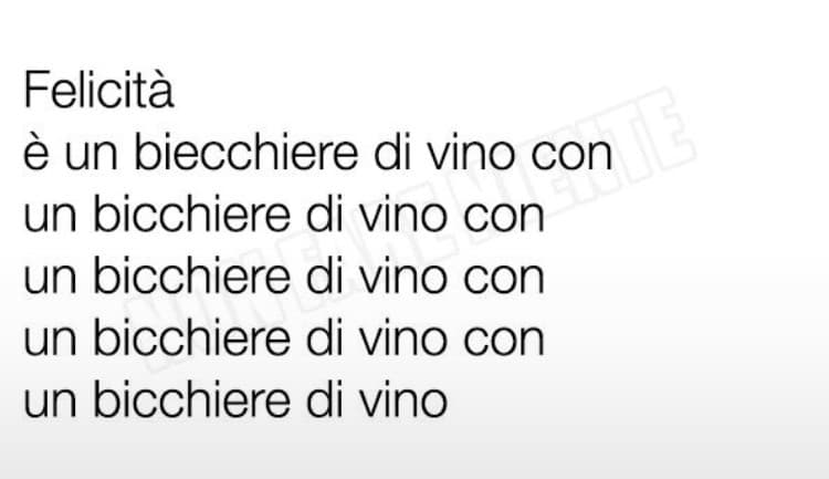 Felicità un bicchiere di vino con un panino...Ah no aspetta