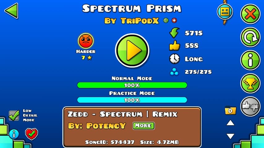 Spectrum Prism 100%; By TriPodX; (Difficoltà: Harder 7?); (Grado: Normal)